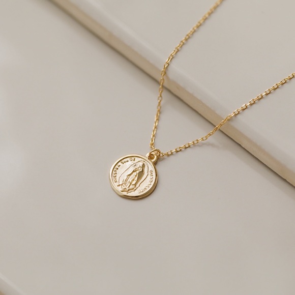 Petite Miraculous Mary Necklace | 14k Gold Plated - Picture 2 of 6